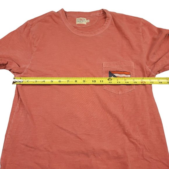 Faherty Mens S T-Shirt Puerto Rico Flag Pocket‎ Tee Red Luxury Soft Cotton - Picture 8 of 9